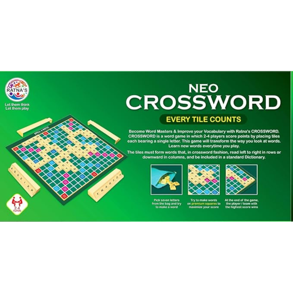 Ratna's Neo Crossword Word Letters Board Game for Kids & Adults