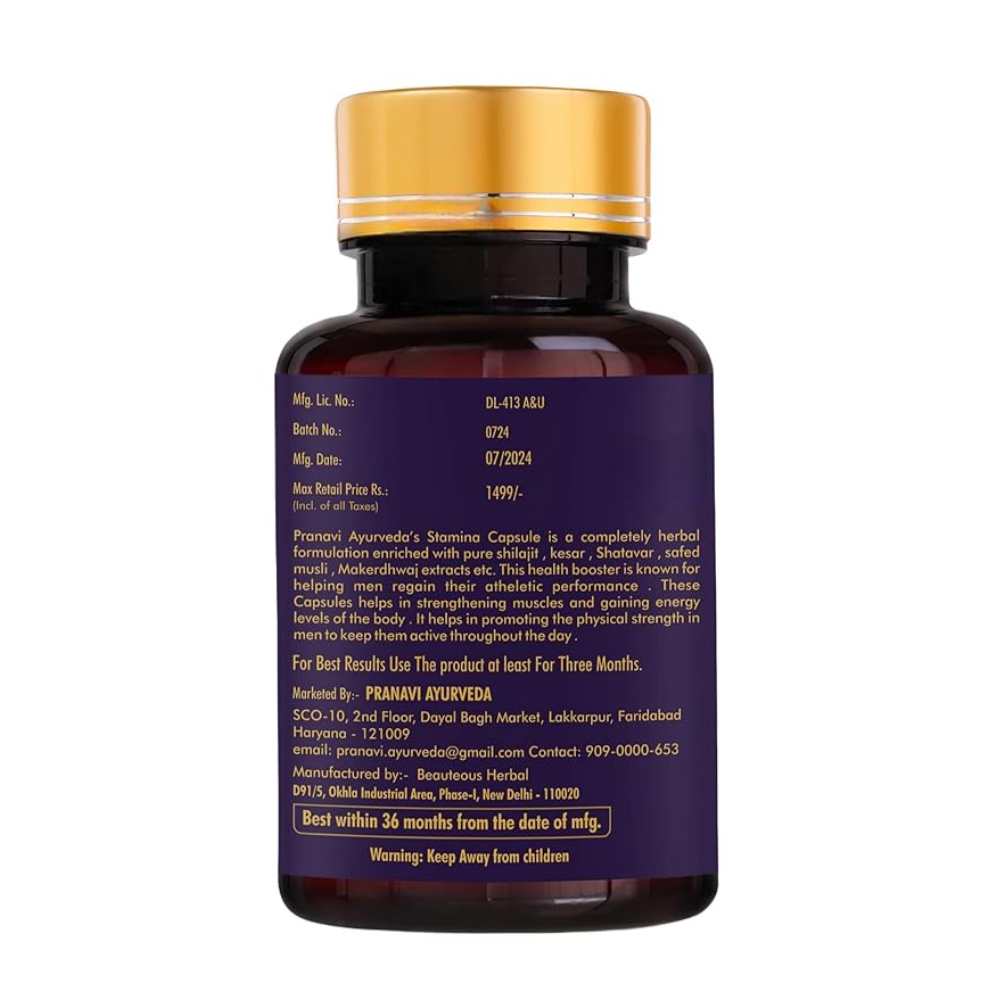 Pranavi Ayurveda Strength Stamina & Immunity Booster Capsules for Men | 15 Caps
