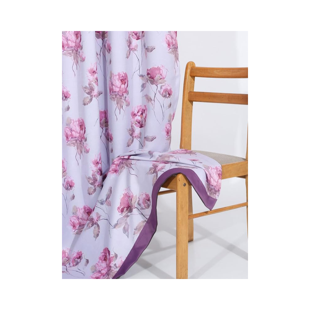 Cortina Double Sided Printed Reversible Door Blackout Curtains 220 Gsm | Door-7 Feet | White | Purple