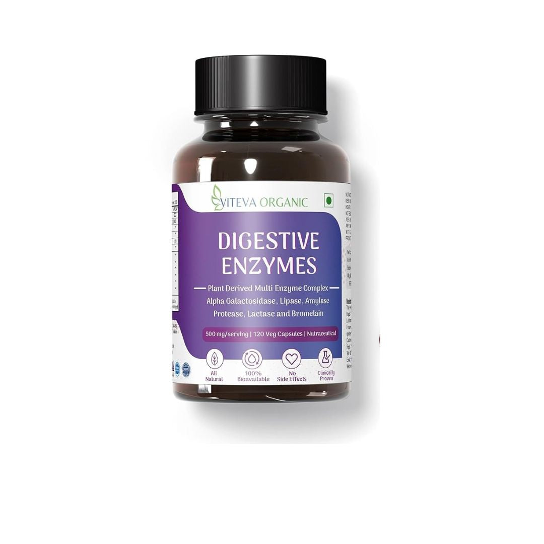 Viteva Organic Digestive Enzymes for Adults - 500mg - 120 Veg Cap