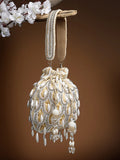 Droop Pearl Embellished Velvet Potli Bag