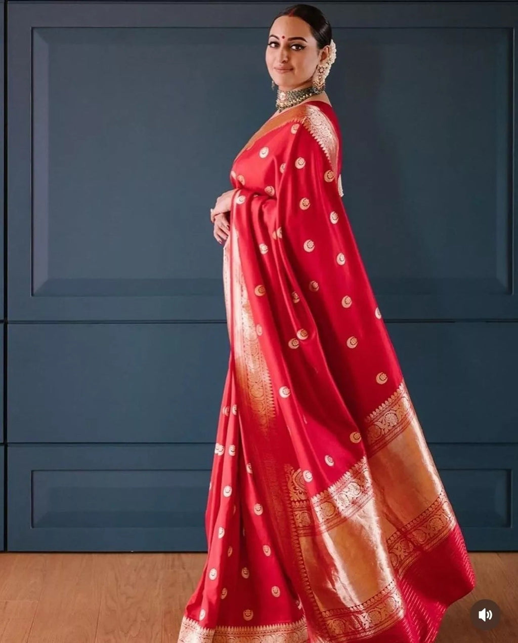 Red Women's Banarasi Soft Silk Saree Blouse