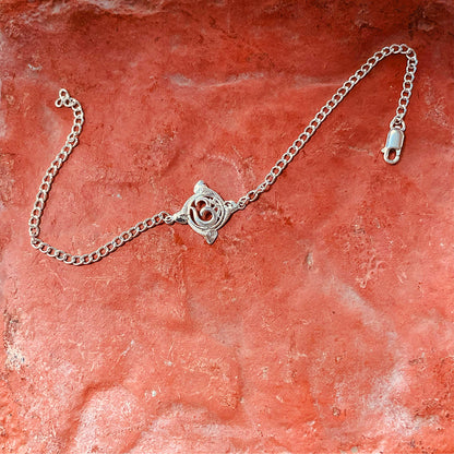 trueBrowns 925 Sterling Silver Textured Om Silver Chain Rakhi
