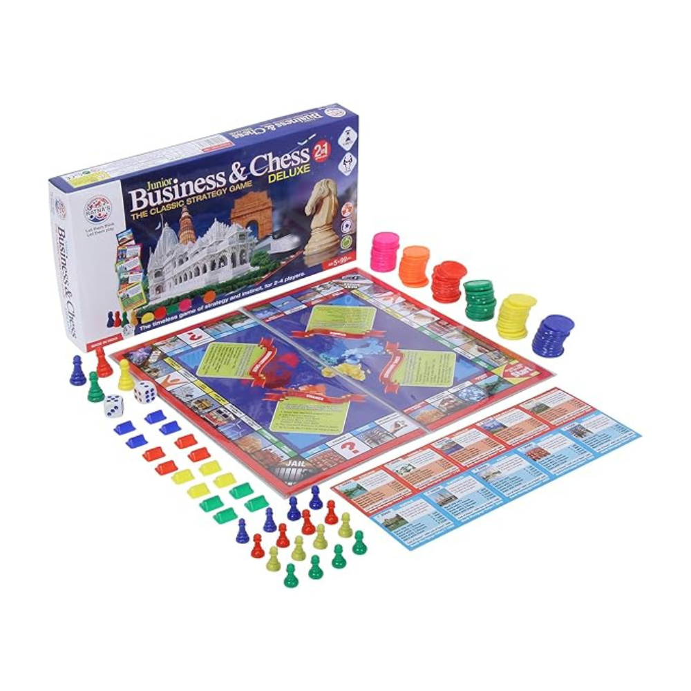 Ratna's 2 in 1 Business & Chess Junior Deluxe Board Game | Board for 7+ Years