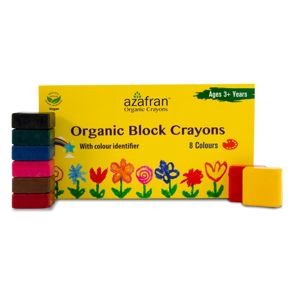 Azafran Organic Block Crayons (8 Colors) - 120 gms
