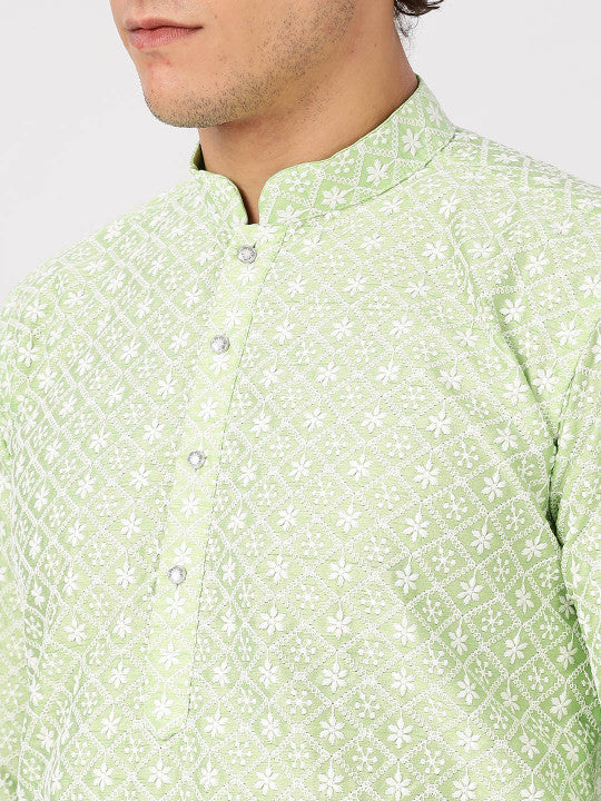 Anouk Ethnic Motifs Embroidered Thread Work Cotton Straight Kurta
