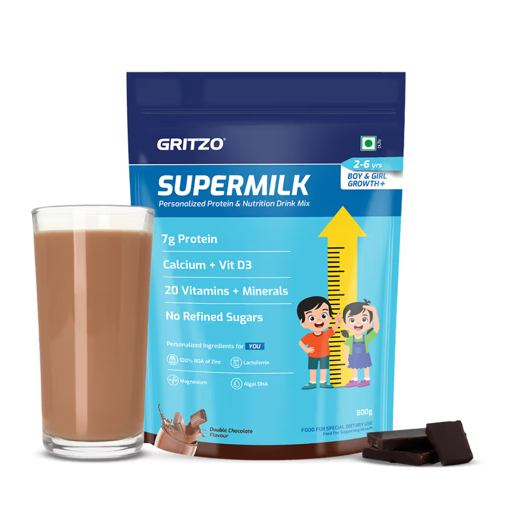 Gritzo Supermilk Height+ For 2-6Y Boys/Girls - Double Chocolate Flavor