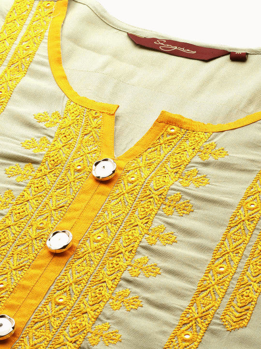 Sangria Women Ethnic Motifs Embroidered Thread Work Kurta