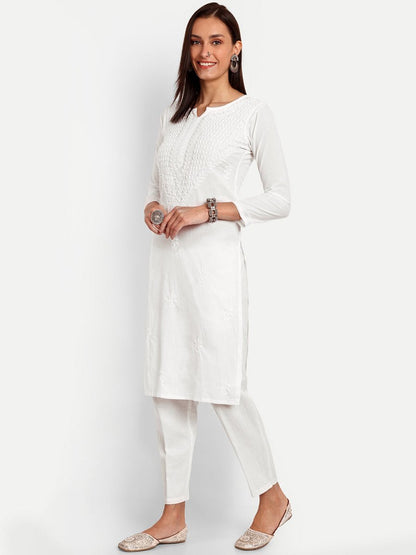 ADA Floral Embroidered Chikankari Kurta