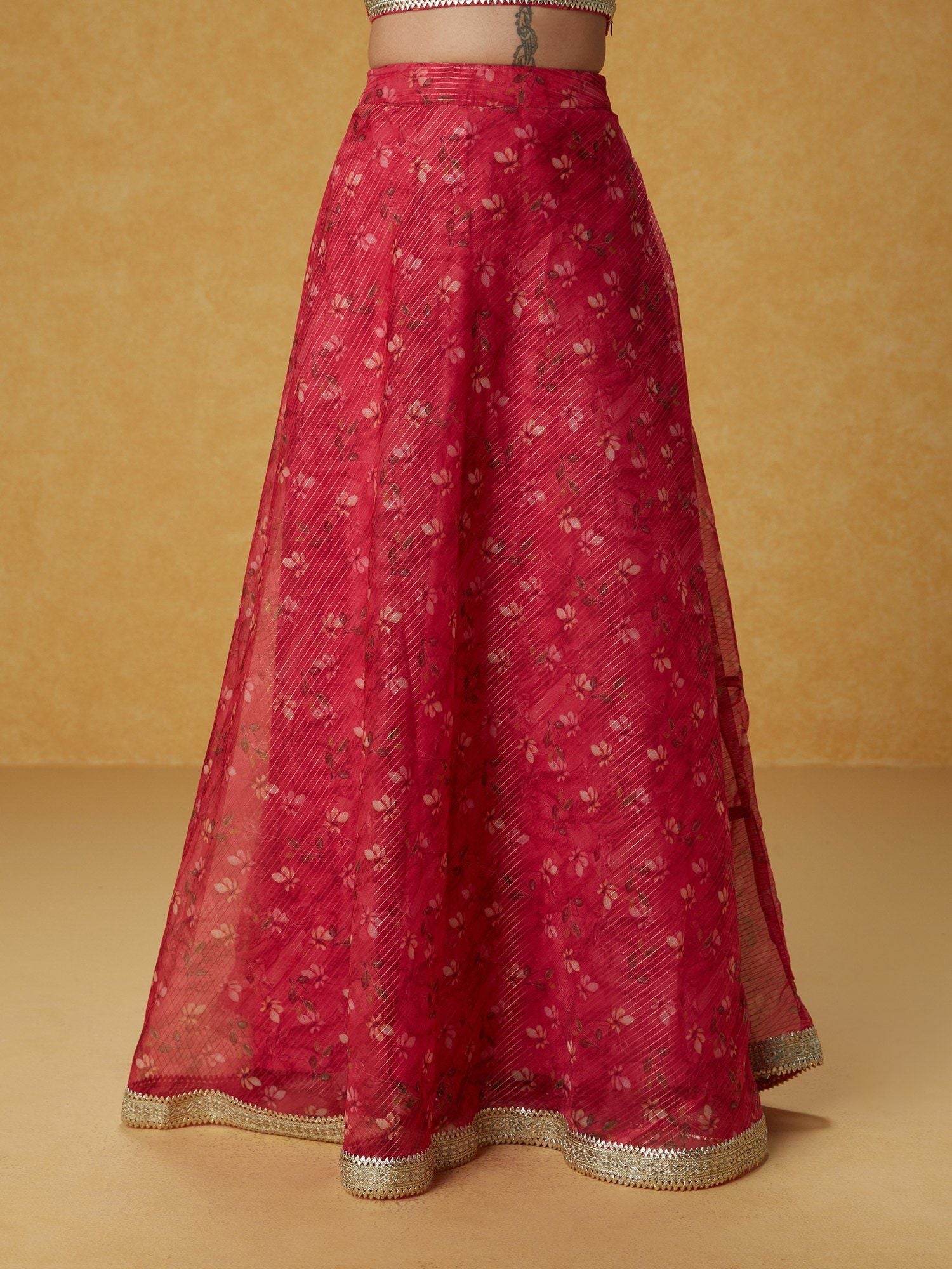 Likha Ghoomar Pink Printed Lehenga Choli with Dupatta LIKLEH19 (Set of 3)