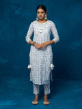 Likha White Floral Hand Block Printed Co-ord Set LIKSKD71 (Set of 2) - M