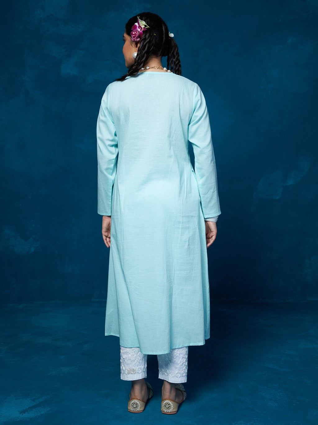 Likha Blue Mirror Work Kurta LIKKUR101