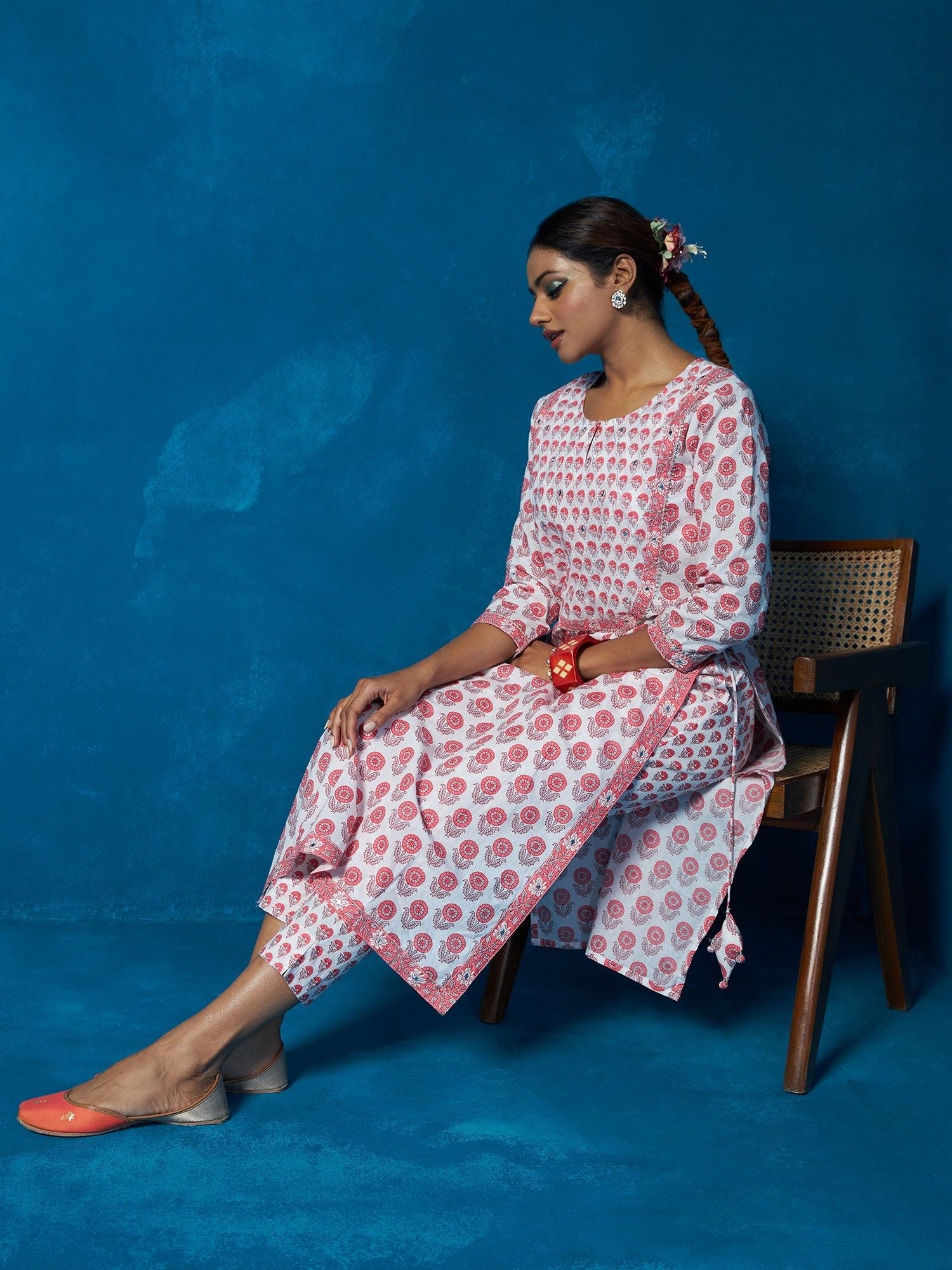 Likha Green Bandhani & Gotapatti work Naira Cut Co-ord Set LIKSKD86 (Set of 2)