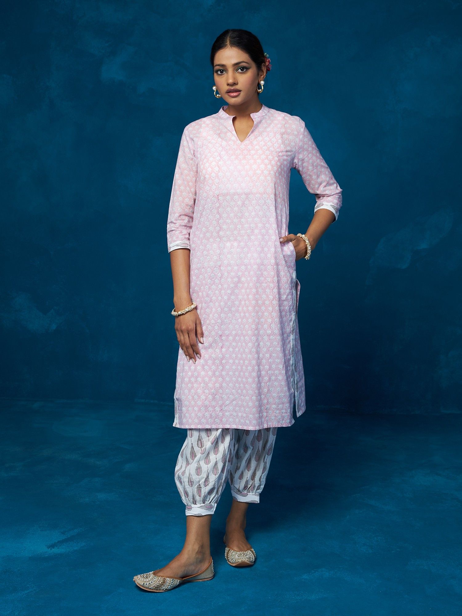 Likha Pink Hand Block Printed Co-ord Set LIKSKD127 (Set of 2)