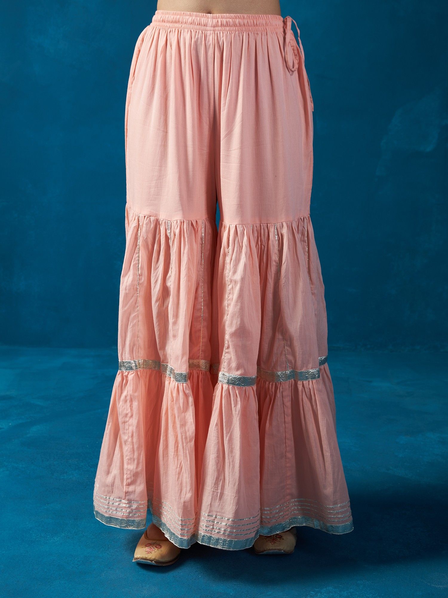 Likha Peach Zardozi Hand Embroidered Kurta & Sharara LIKSKD94 (Set of 2)