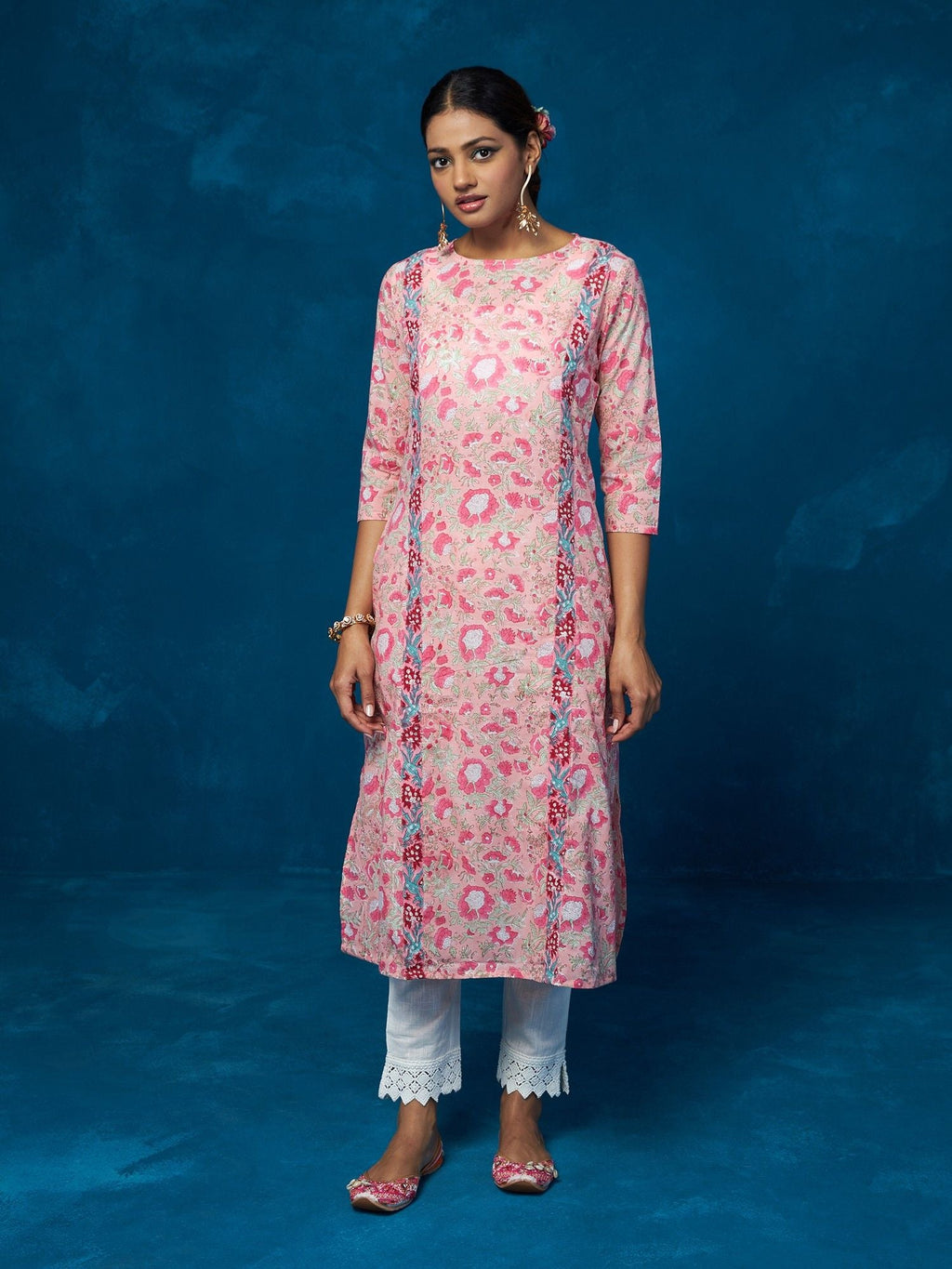 Likha Pink Hand Block Printed Co-ord Set LIKSKD78 (Set of 2) - M