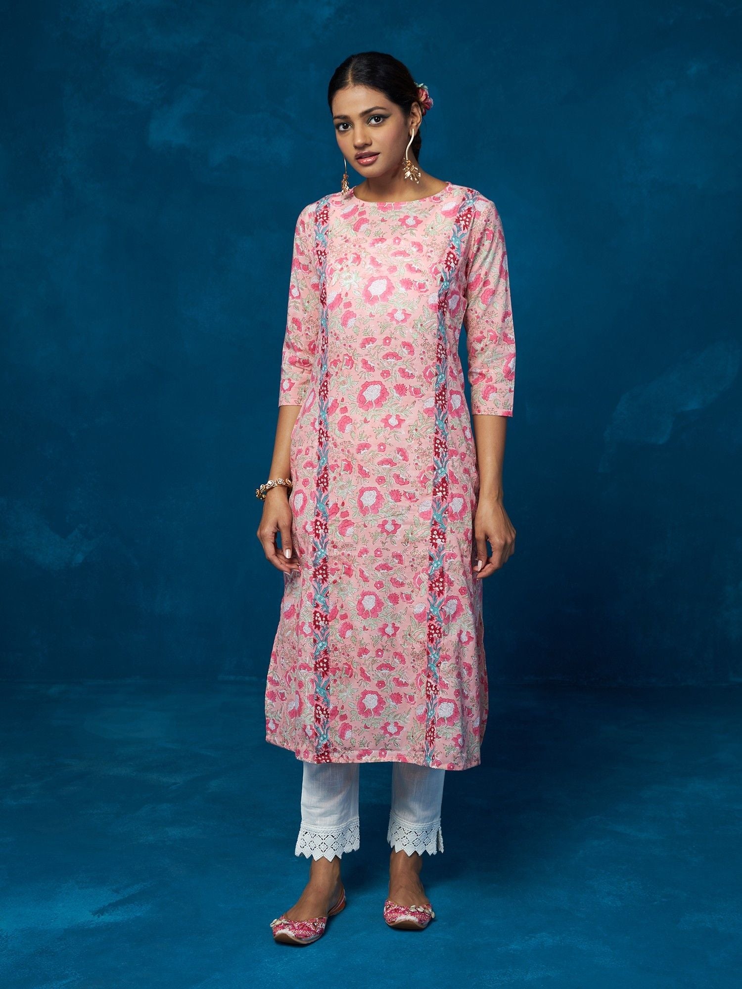 Likha Pink Hand Block Printed Co-ord Set LIKSKD78 (Set of 2) - M