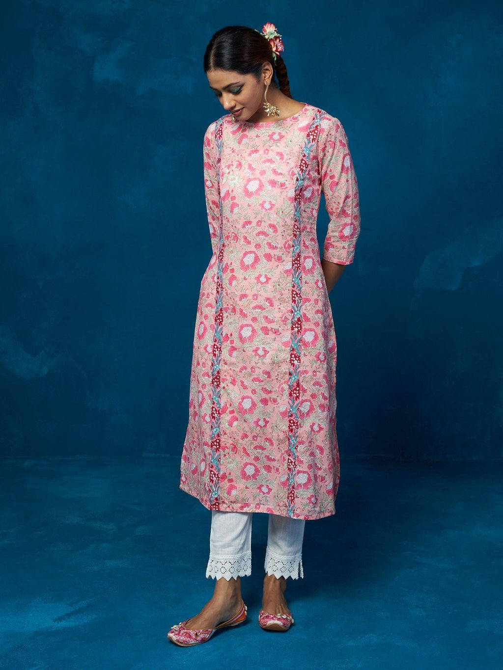Likha Pink Hand Block Printed Co-ord Set LIKSKD78 (Set of 2) - M