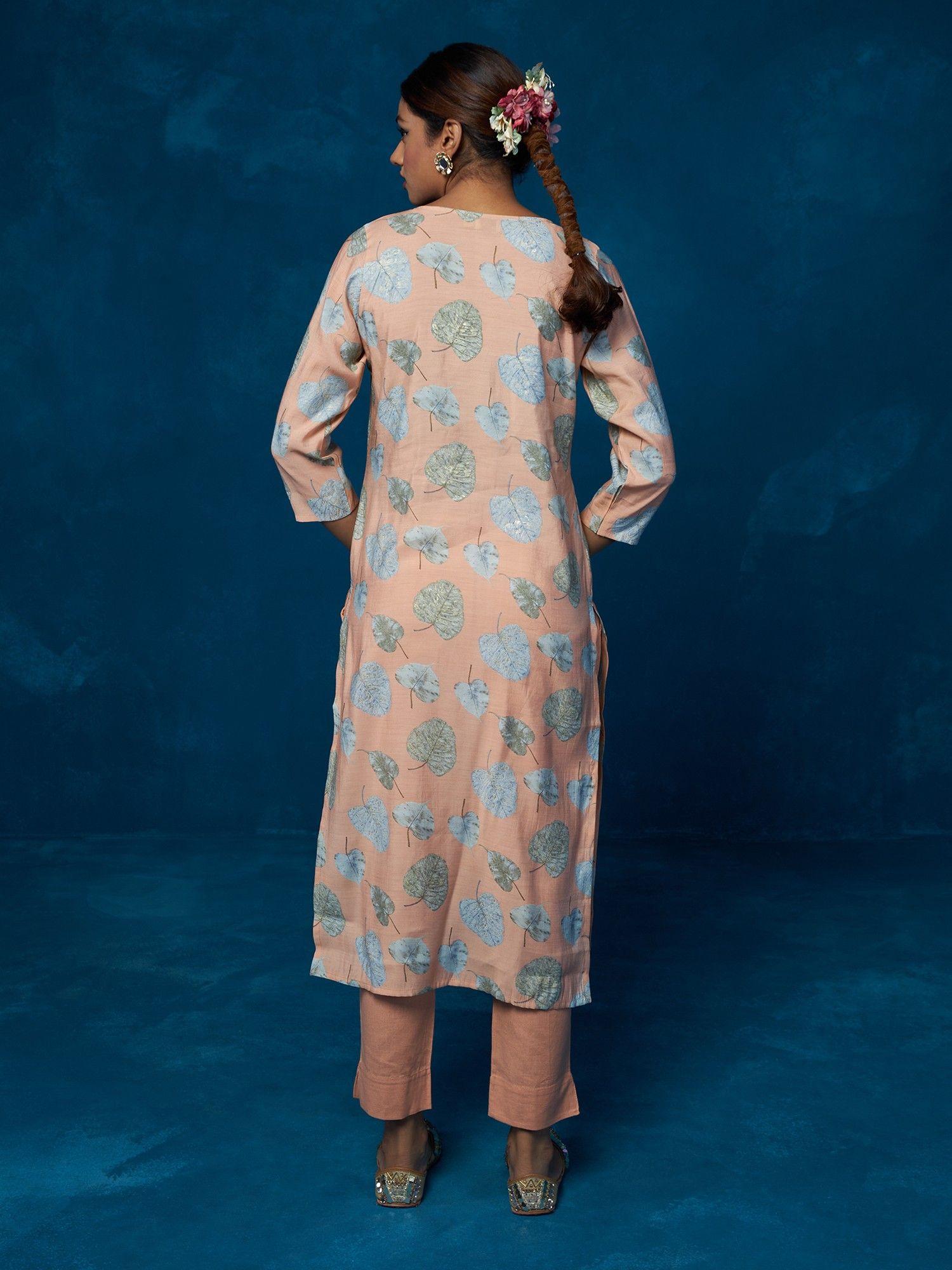 Likha Peach Printed Kurta, Pant & Dupatta LIKSKD210 (Set of 3)