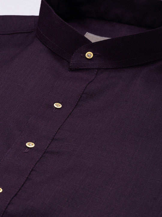 Anouk Men Solid Kurta Purple