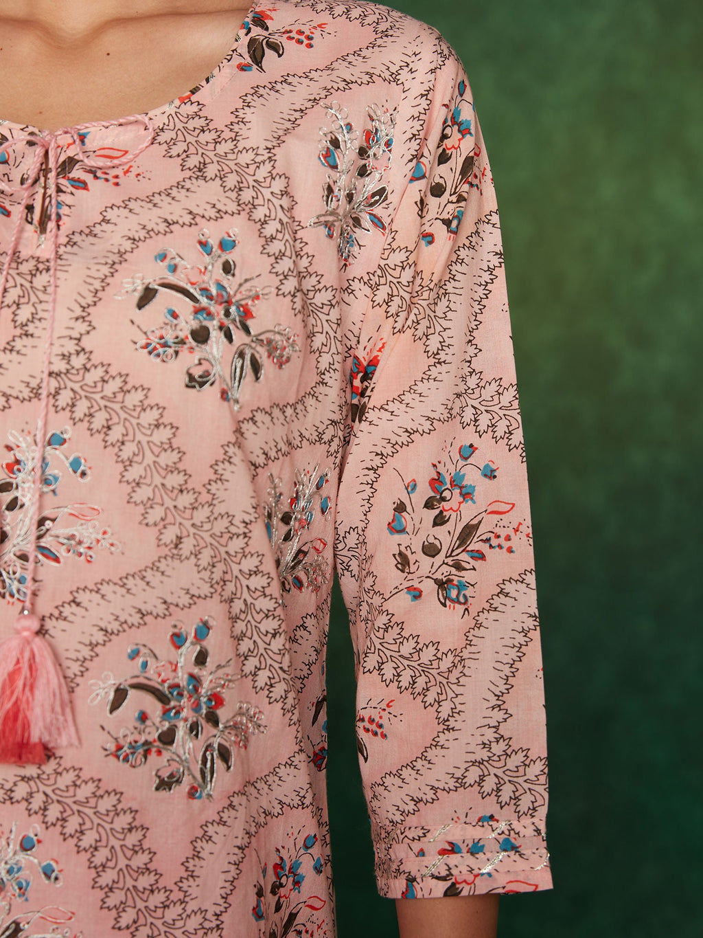 Likha Sanganeri Tales Pink Jaipuri Printed Co-ord Set LIKSKD141 (Set of 2)