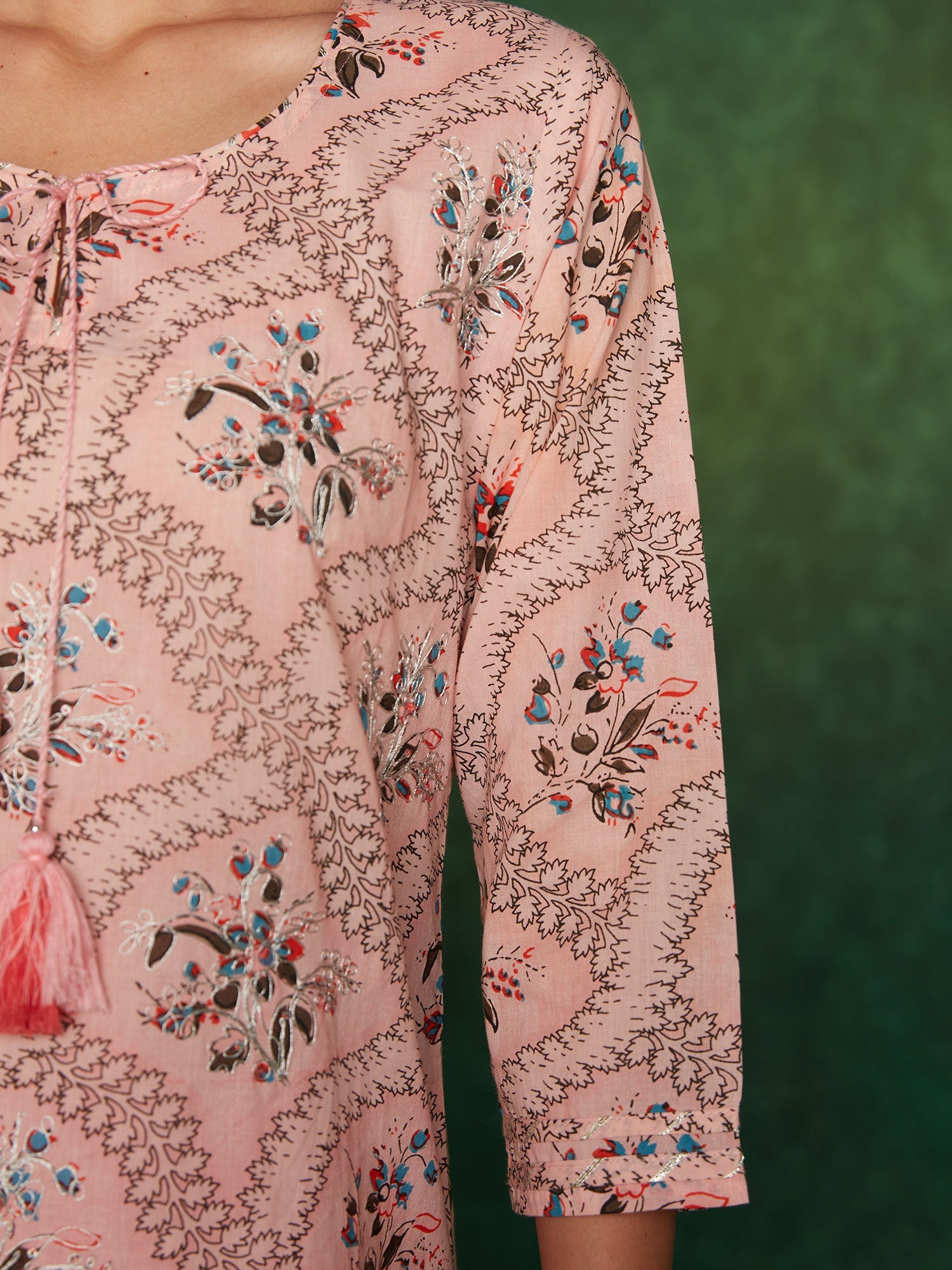 Likha Sanganeri Tales Pink Jaipuri Printed Co-ord Set LIKSKD141 (Set of 2)