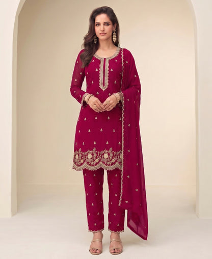 KC Bollywood Style Dark Pink Georgette Suit For Women