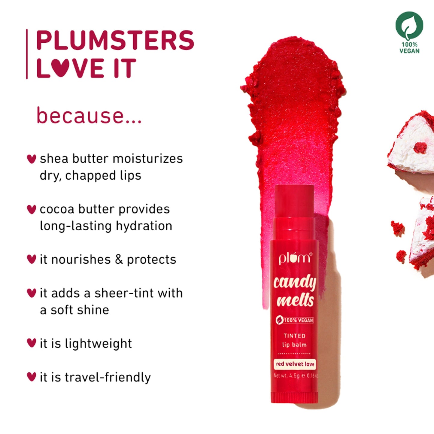 Plum Candy Melts Tinted Lip Balm - Red Velvet Love