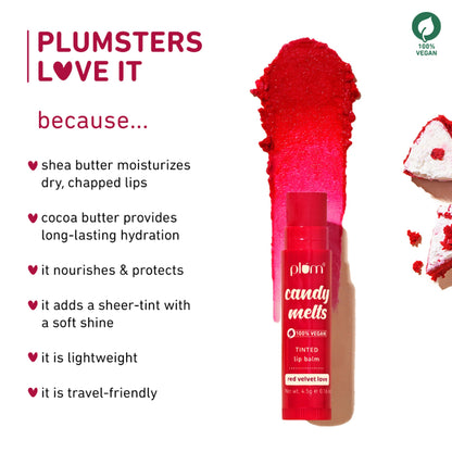 Plum Candy Melts Tinted Lip Balm - Red Velvet Love