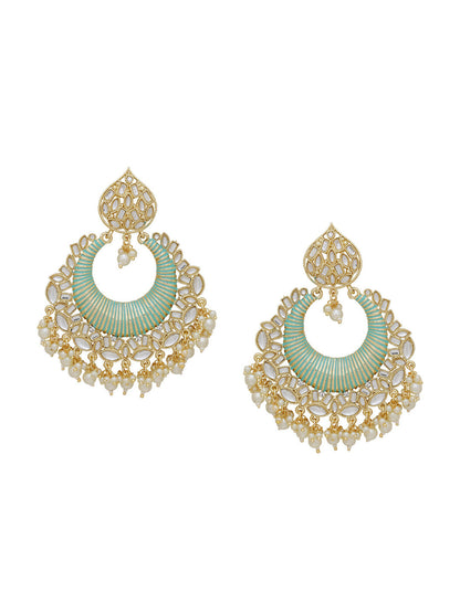 Shoshaa Sea Green & Gold-Polished Classic Chandbalis