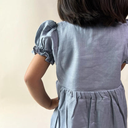 ArthLife Grey Flower Embroidered Dress