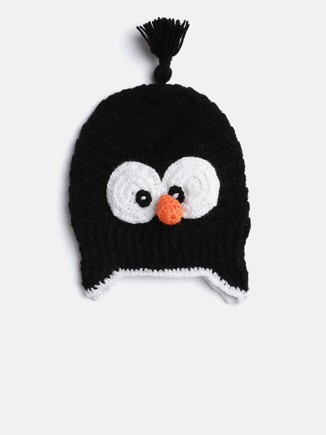 Chutput Kids Woollen Hand Knitted Googly Eyes Detail Cap - Black