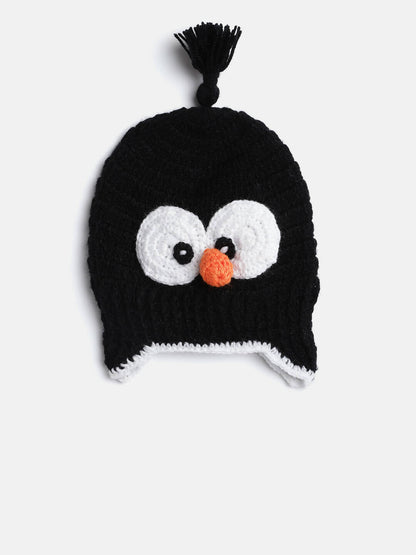 Chutput Kids Woollen Hand Knitted Googly Eyes Detail Cap - Black