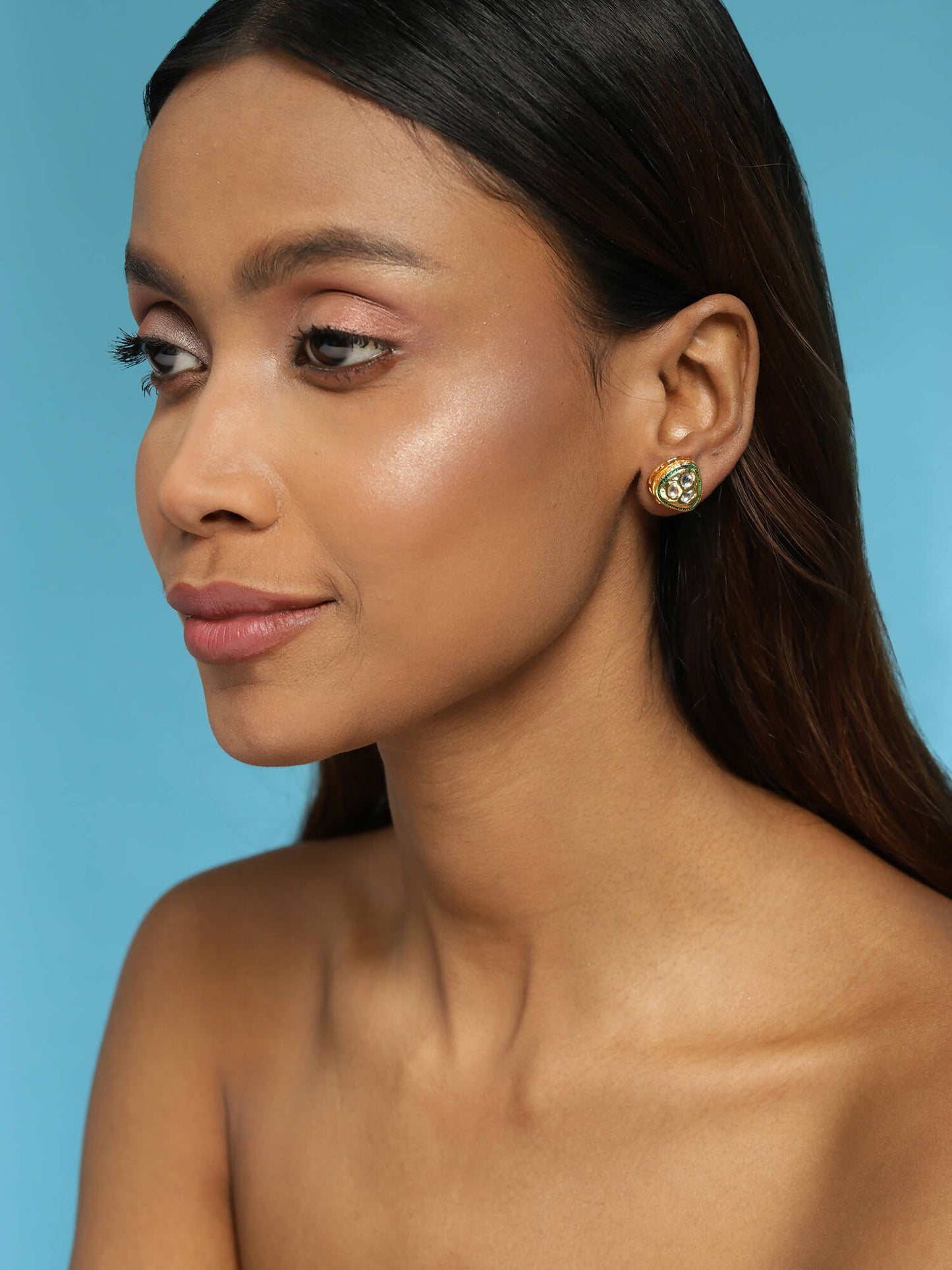 Gold-Toned Silver-Toned Contemporary Studs Earrings - Ruby Raang