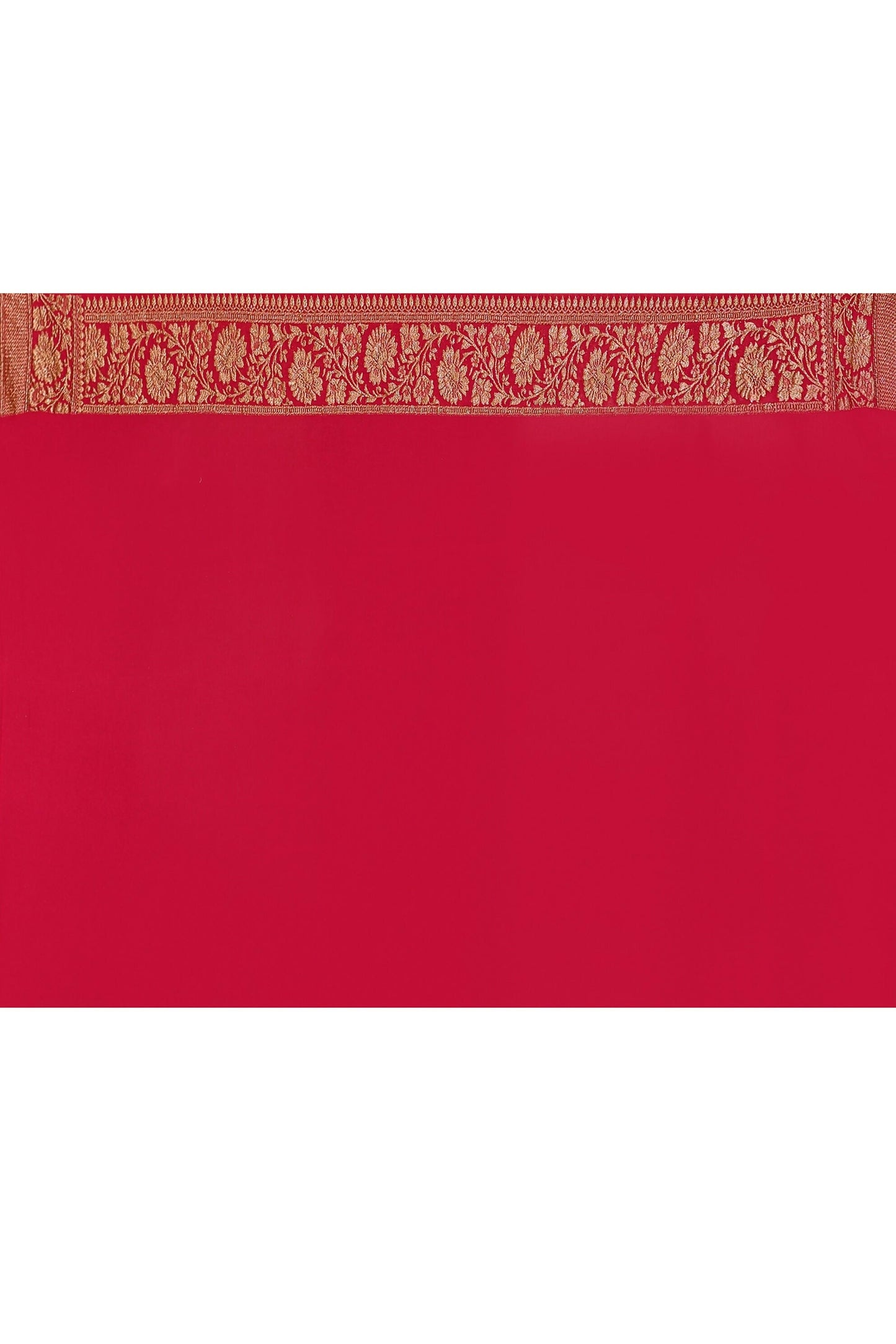Joban Fashion Hot Pink Crepe Chiffon Banarasi Pure Handloom Banarasi Silk Saree
