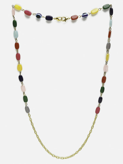 Multicolored Beaded Evil Eye Mask Chain - Ruby Raang
