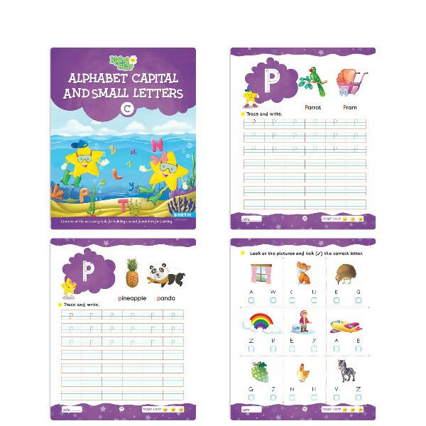 Rising Star Fun Learning Senior KG Books Set of 6| Ages 5-6 Years| Alphabet Letters, Cursive Writing, Number, Colouring, Rhymes & Stories Book