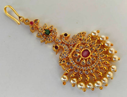 AD Peacock Bridal Maang Tikka