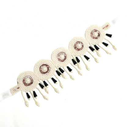 Mominos Fashion Johar Kamal Handicraft Gold/Off White Pearls Necklace with Earrings For Women
