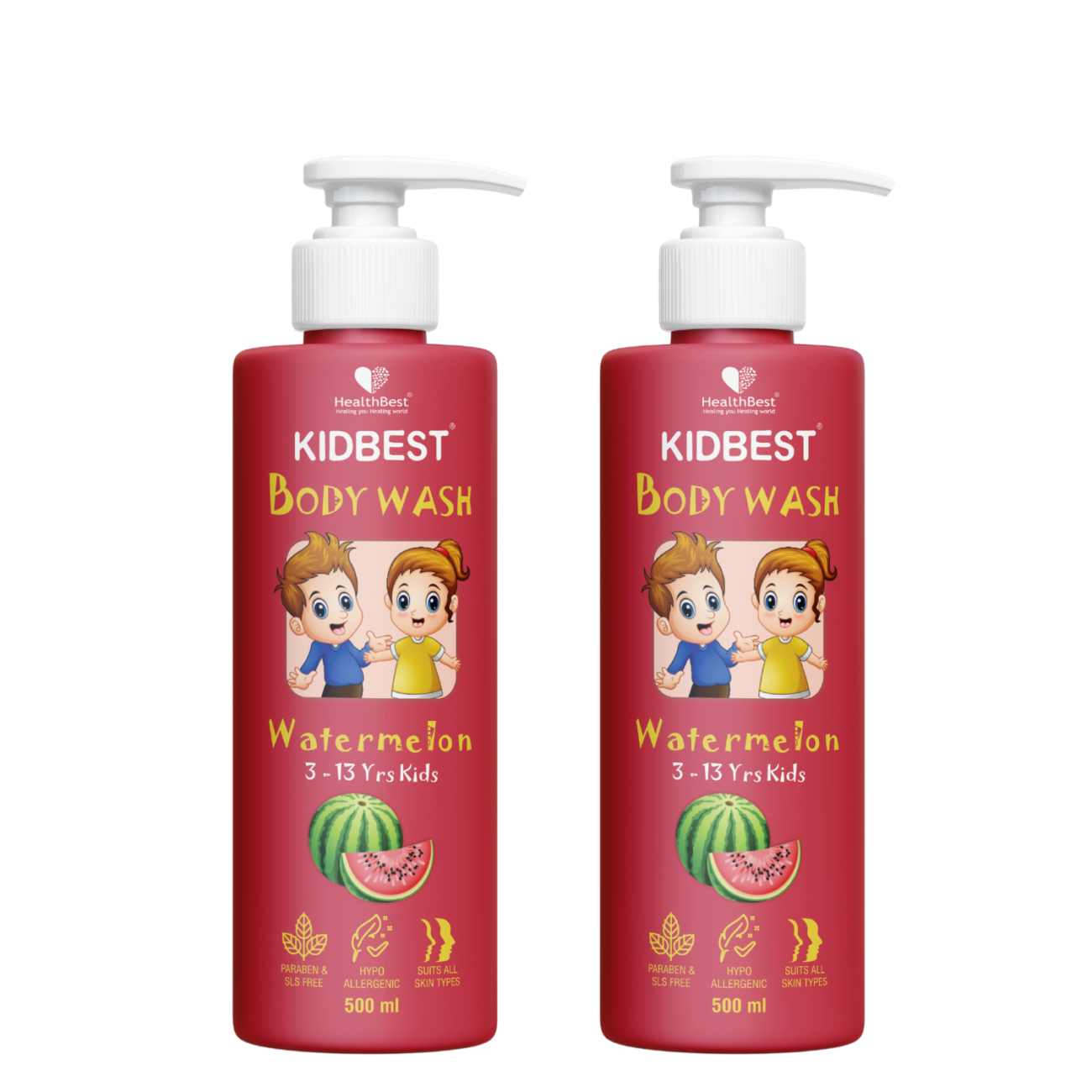 Health Best Kidbest Bodywash for 3-13 Years Kids Pack of 2 -Each 500ml