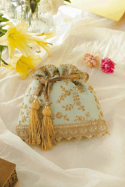 Potli Bag Embroidered poly silk Potli bag