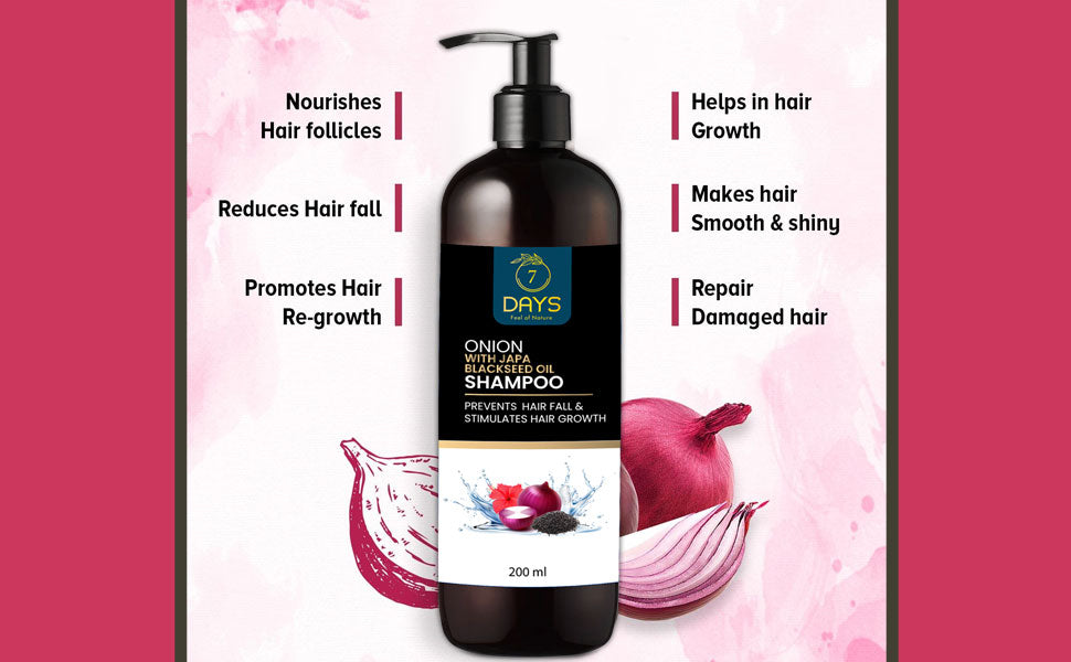 7Days Red Onion Black Seed Oil Hair Growth Shampoo - 200 ml