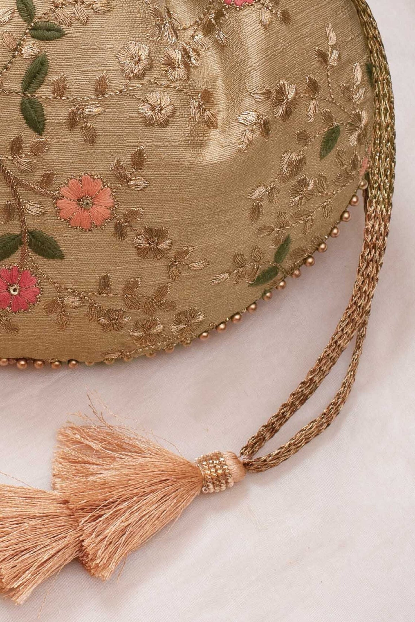 Embroidered poly silk drawstring pouch bag, wedding potli,Valentines gift