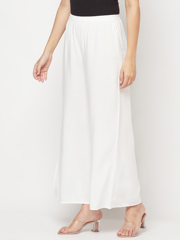 Indian Clothing Aniyah Rayon Flared Slip-On White Palazzo