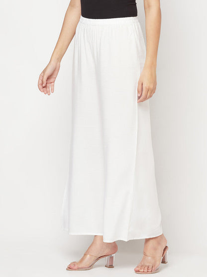 Indian Clothing Aniyah Rayon Flared Slip-On White Palazzo