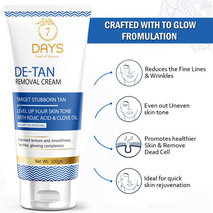 7Days Organic De-Tan Tan Removal Cream - 100 gms