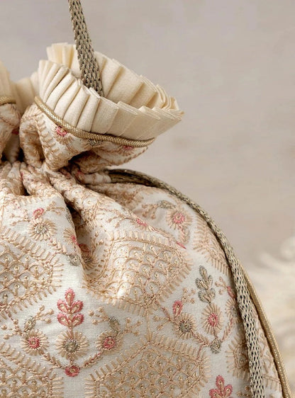 Poly silk Embroidered Wedding Potli Bag