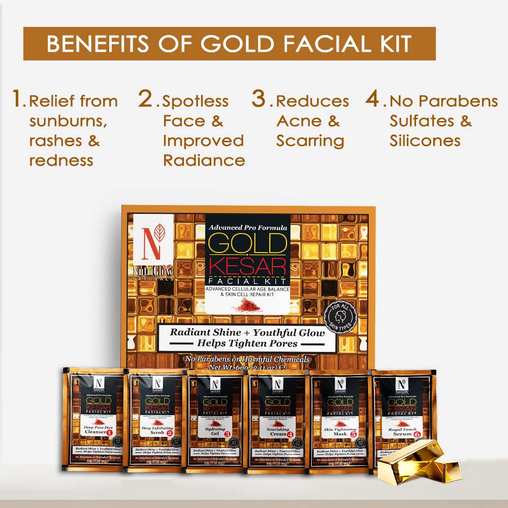 NutriGlow NATURAL'S Advanced Pro Formula Gold Kesar Facial Kit - 60 gms