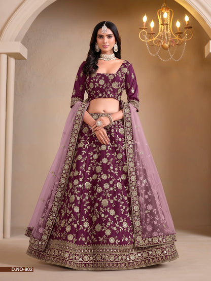 Anaita Maroon Art Silk Designer Lehenga With Blouse