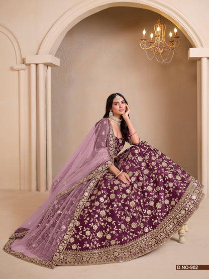 Anaita Maroon Art Silk Designer Lehenga With Blouse